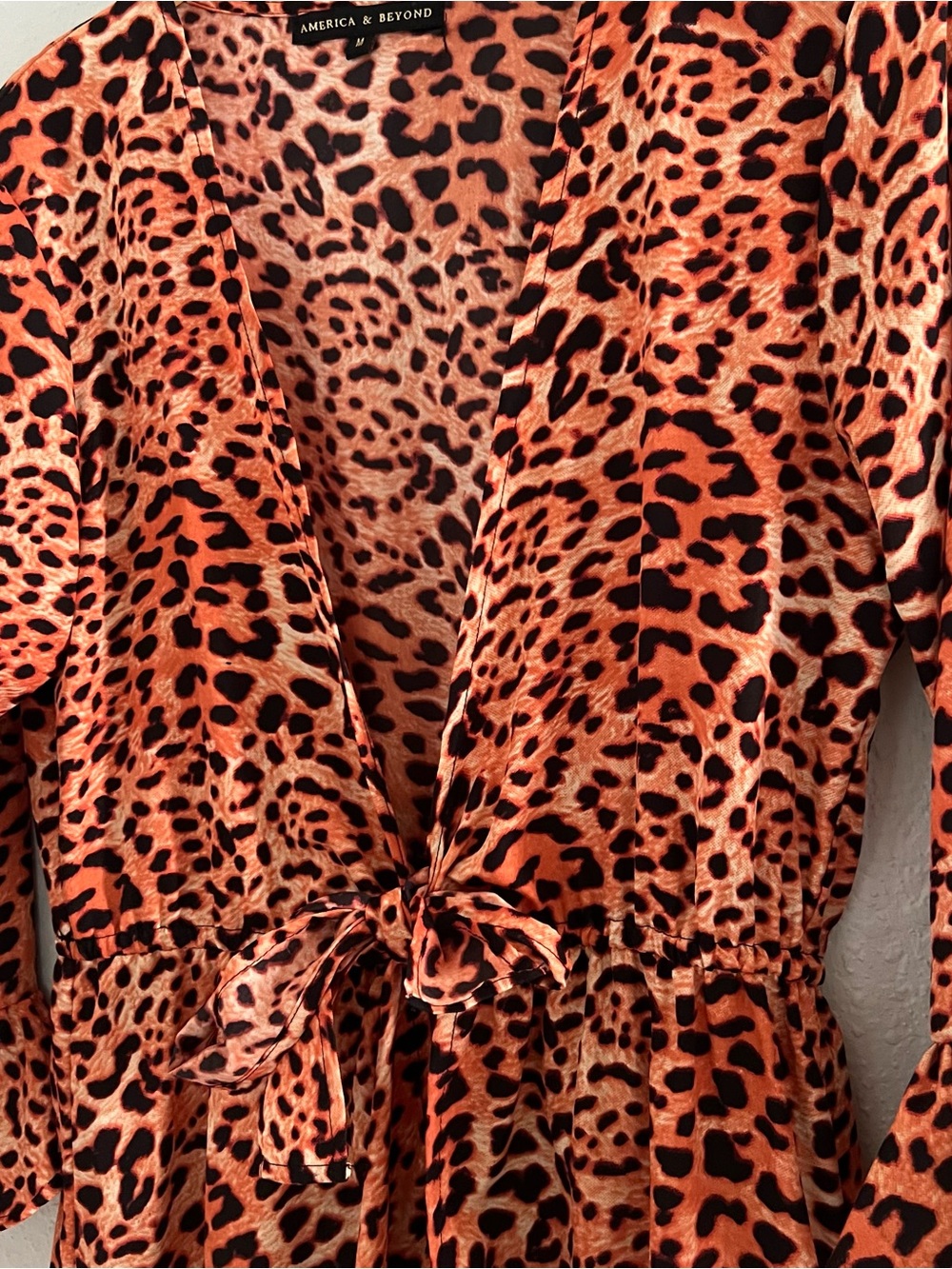 American & Beyond Leopard Print Maxi Dress Boho Chic Resortwear Cover Up Sz M - Picture 7 of 10
